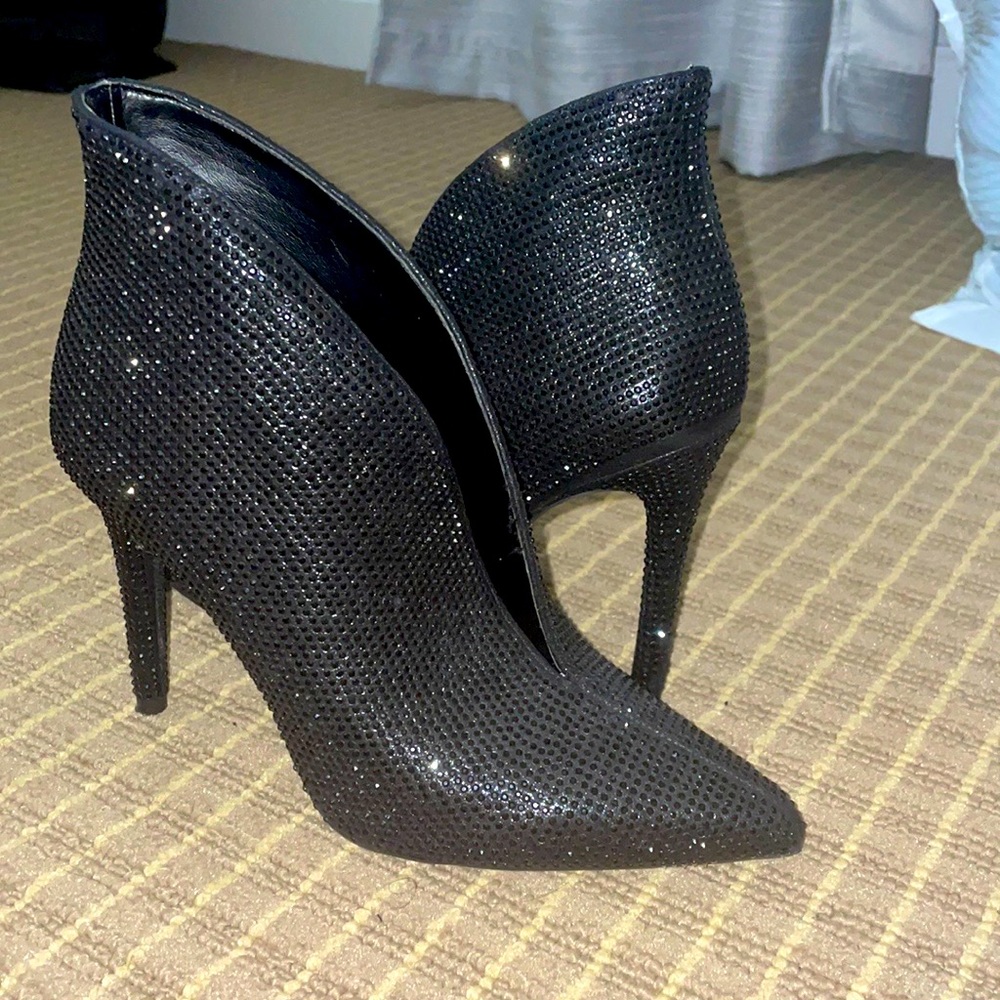 JESSICA SIMPSON LASNIA - women’s black glitter boot heels 36/5.5